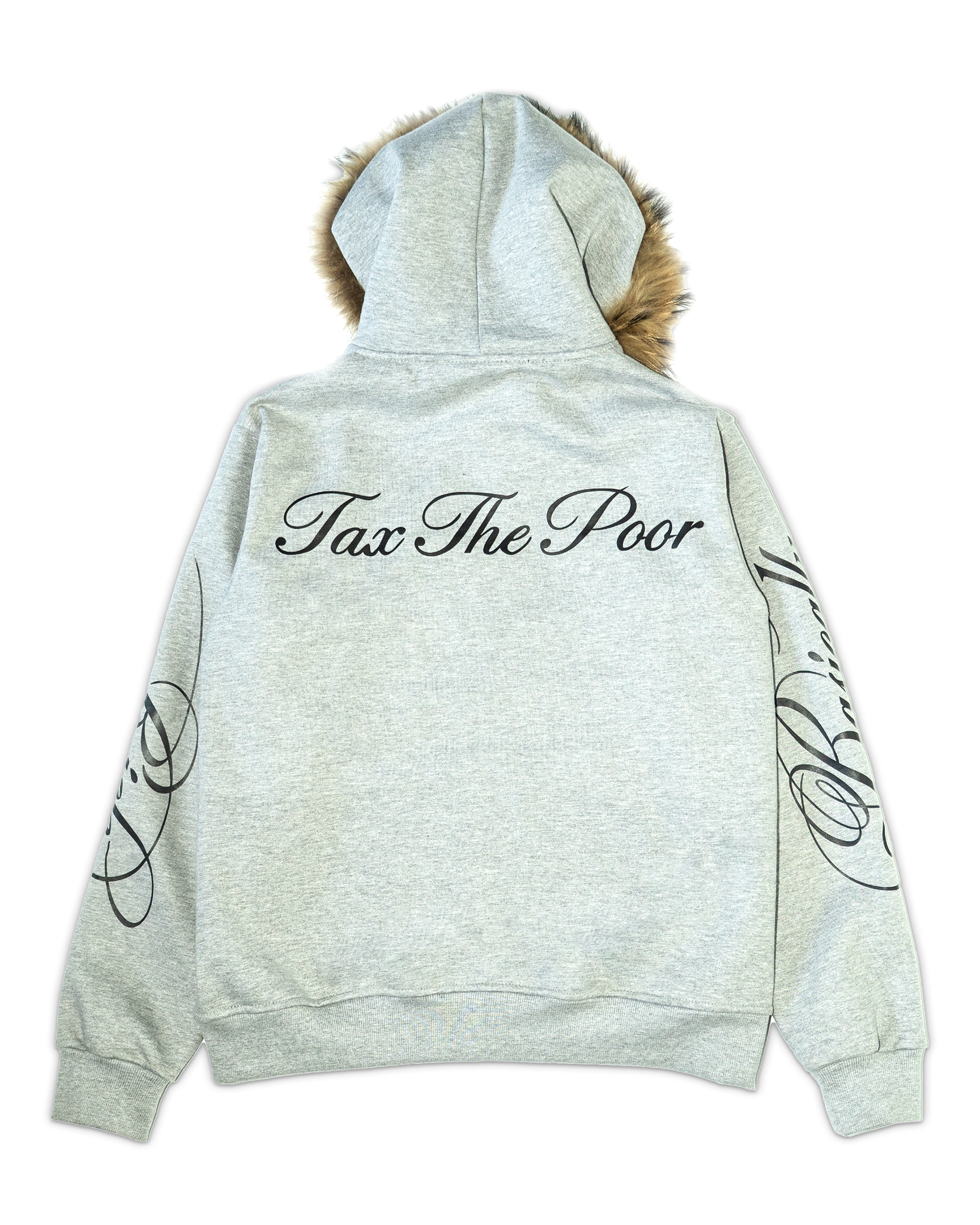 Tax The Poor Fur Hoodie – Grey