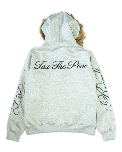 Tax The Poor Fur Hoodie – Grey