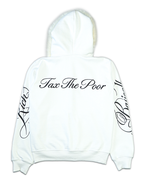Tax The Poor Fur Hoodie - White