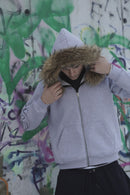 Tax The Poor Fur Hoodie —Grey